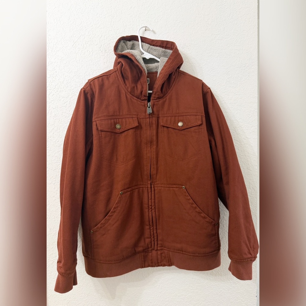 Duluth Trading Co Rust Brown Hooded Work Jacket